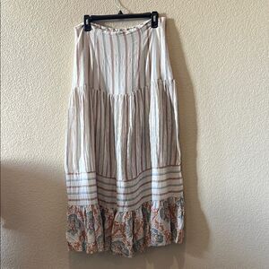 Anthropologie Arratta Silent Journey Striped and Floral Women's Skirt Size Small